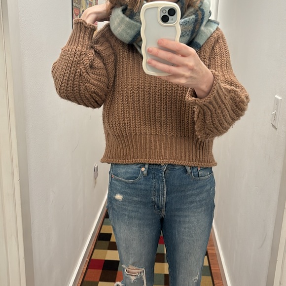 NWT H&M Blue and Tan Plaid Blanket Scarf 71x16 Inches - Picture 5 of 10